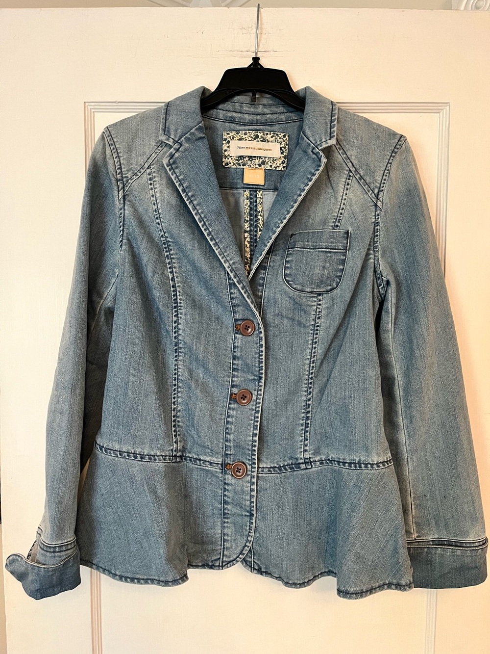Pilcro and the Letterpress Light Blue Denim Blazer Jacket
